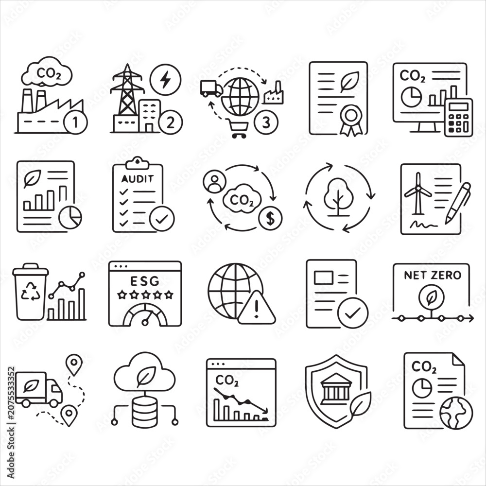 Fototapeta premium Eco Friendly Business Icons, Sustainable Development Symbols