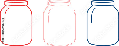 Photos Three outline jars with different colored borders on a white background represen