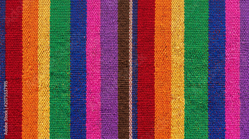Vibrant woven fabric with colorful vertical stripes