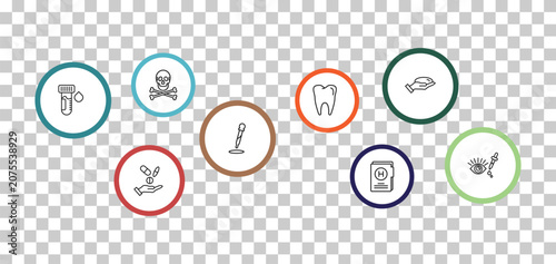 Tableau sur toile outline medical icons set - skull and bone, breast implant, blood sample, antibiotic
