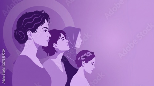 Three Women in Thoughtful Conversation Under Soft Purple Gradient Lighting