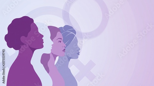 Gender Identity Reflection Silhouettes in Abstract Pink and Purple Artistic Style