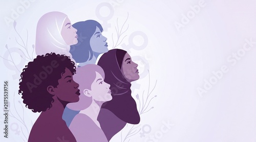 Diverse Silhouettes United in Thoughtful Unity with Ethereal Digital Art Style