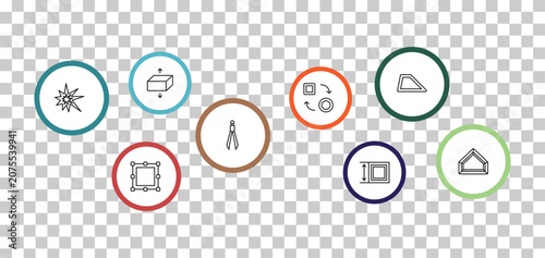 Foto outline geometric figure icons set - flatten, trapezium, explode, bounding box