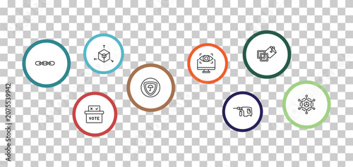 Foto outline general icons set - 3d modeling, live paint, chain, referendum