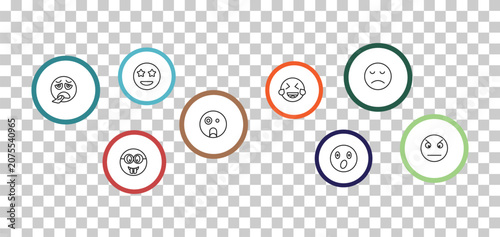 Quadro su tela outline emoji icons set - surprise emoji, disappointed emoji, exhausted nerd edi