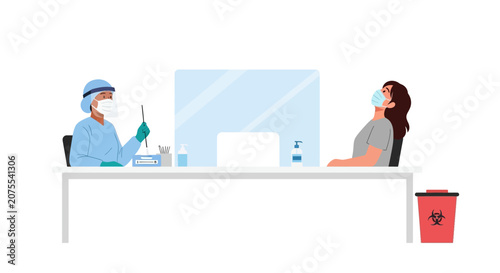 Medical professional performs COVID-19 nasal swab test on patient