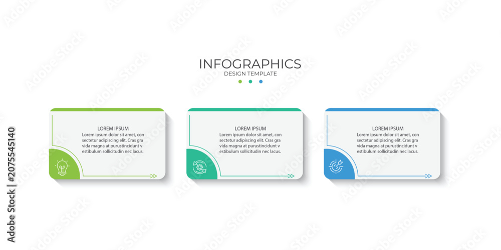 Fototapeta premium Business infographic template. 3 Step timeline journey. Process diagram, 3 options, Infographic elements vector illustration.
