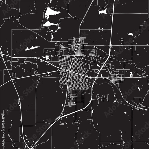 Quadro su tela McAlester Oklahoma Vector Map, Detailed City Street Map Black and White Minimali