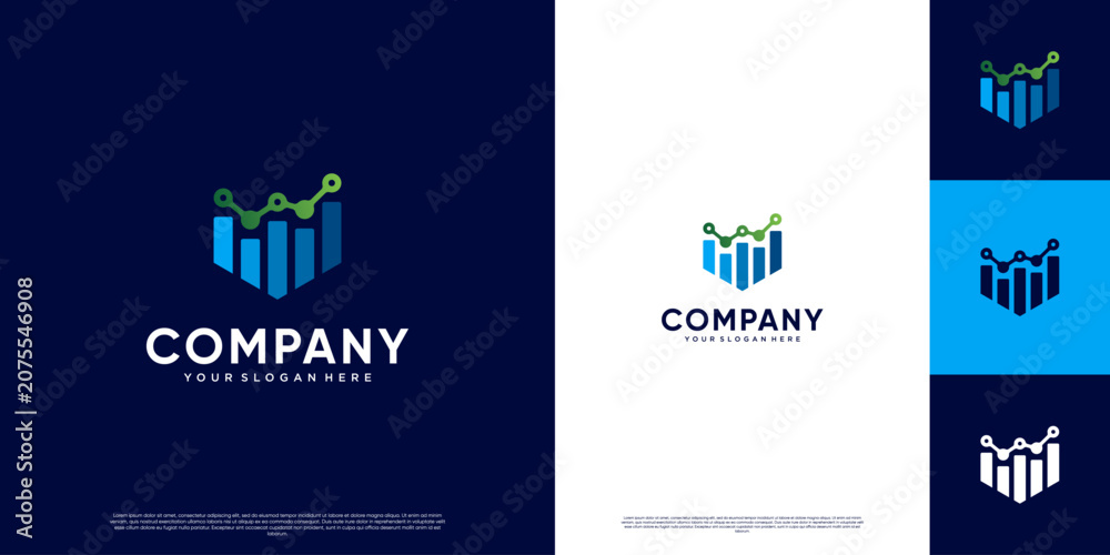 Fototapeta premium global economic growth logo in the form of statistical charts, reports, growth, graphic illustration design.