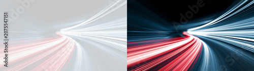 Foto Abstract transparent png of dynamic glowing light streaks in blue and red with m