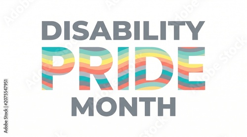 Disability pride month colorful logo on white background