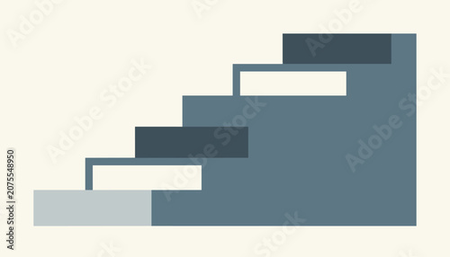 Staircase design illustration representing career progress, personal growth, and moving forward towards goals in a modern minimalist style.