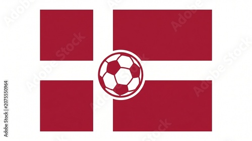 Soccer Ball on Denmark Flag Background, Denmark Football Goal Concept Vector Illustration, Scandinavian Sport Championship Media Graphic Element