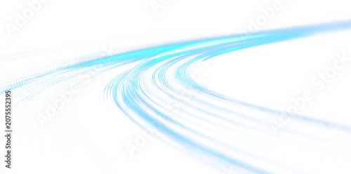 Obraz na plátně Transparent png of dynamic blue glowing light speed motion streaks overlay with