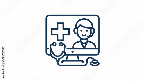 Customer Support Representative and Medical Cross Halftone Icons