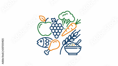 Fresh Vegetables and Fruits Halftone Dot Art Banner