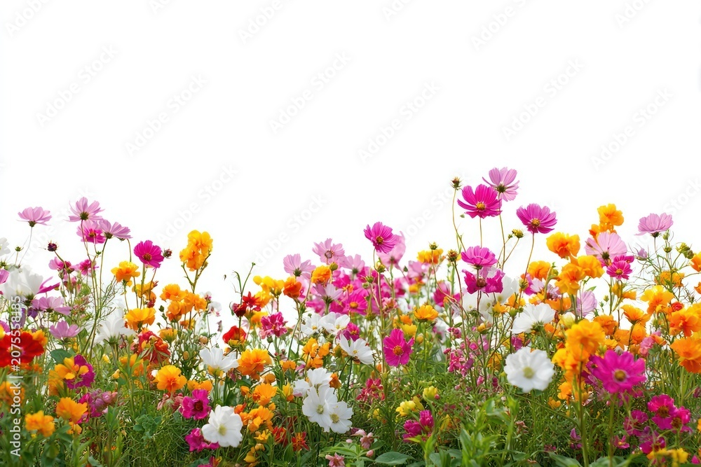 Obraz premium Flowers field border wildflowers landscape colorful.