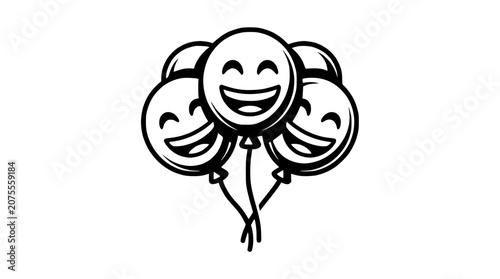 Slika na platnu Happy Smiling Face Balloons Icon Vector Illustration