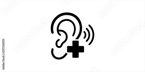 Canvastavla Hearing Aid Ear Icon Vector Illustration, Audiology and Healthcare Accessibility
