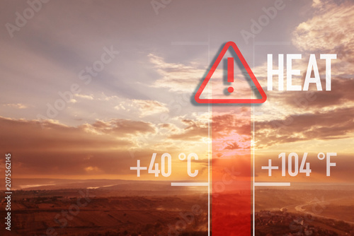 Graphic concept of a heat dome phenomenon trapping extreme high temperatures