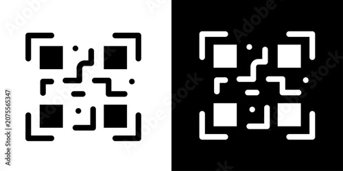 Canvastavla QR code icon set in solid style on black and white background