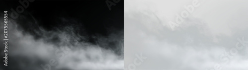 Canvas Print Fog covers a landscape during early morning hours in a quiet area with soft ligh