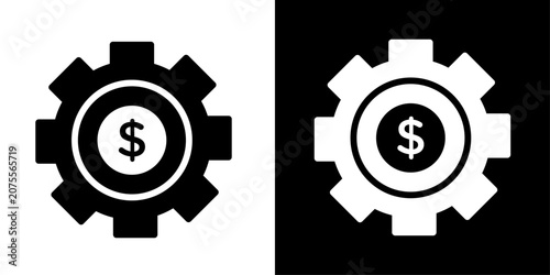 Canvas-taulu Wealth Management Icon Set in Solid Style on Black and White Background