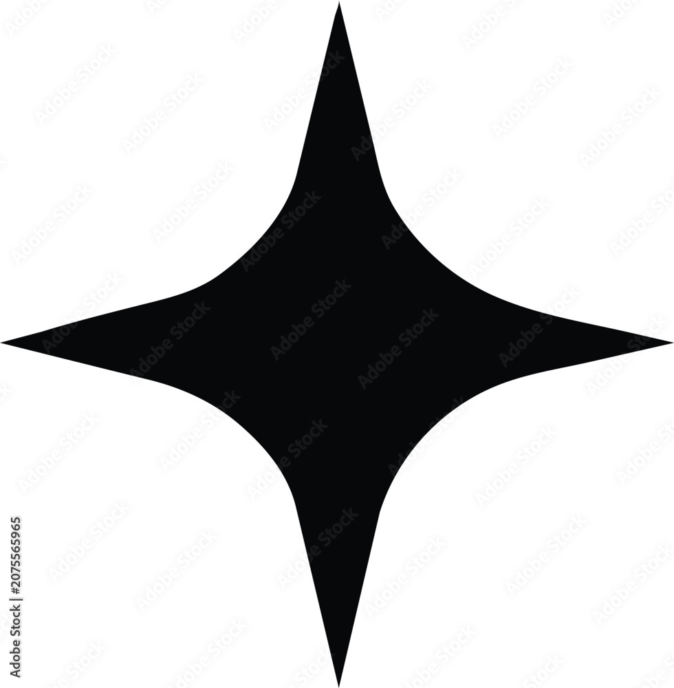 Fototapeta premium Four pointed star shape symbol icon graphic design element isolated on transparent background for art and design projects