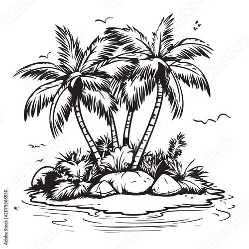 vector illustration of a tropical island