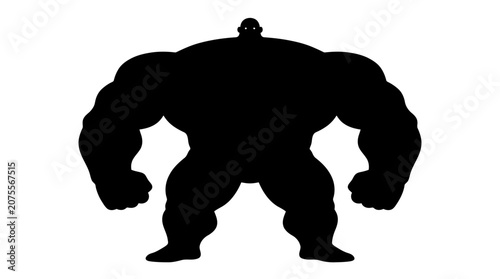 Canvastavla Muscular Man Silhouette Flexing Arm Muscles.