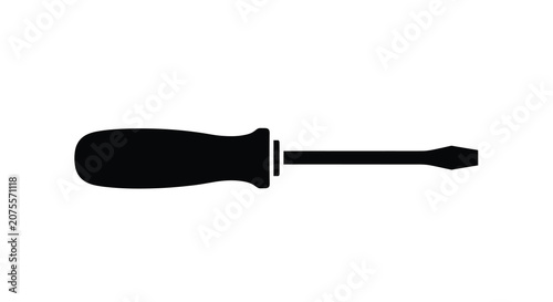 Tableau sur toile Screwdriver Silhouette On White Background Minimalist Tool Illustration