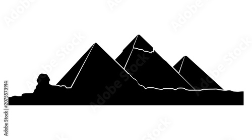 Pyramids of Giza Egypt Landscape Silhouette.