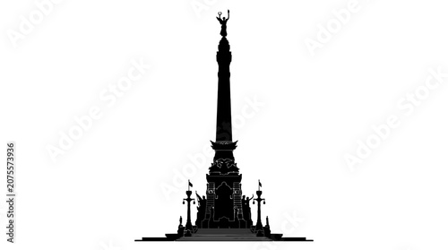 Monument with statue on top structure.