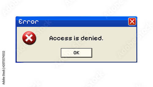 Tableau sur toile Vintage classic access denied error dialog user interface template with loading bar in SVG vector format, transparent background, isolated retro UI design elements