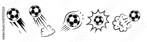 Fotografía Soccer ball bounce motion line set, hand drawn football movement
