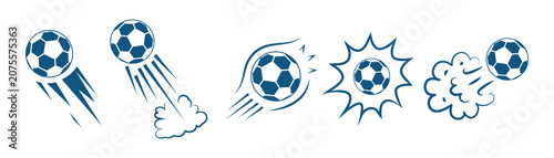 Fotografie Soccer ball bounce motion line set, hand drawn football movement