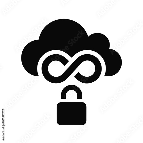 Cloud data protection and security shield icon with surrounding cyclical transfer arrows, security