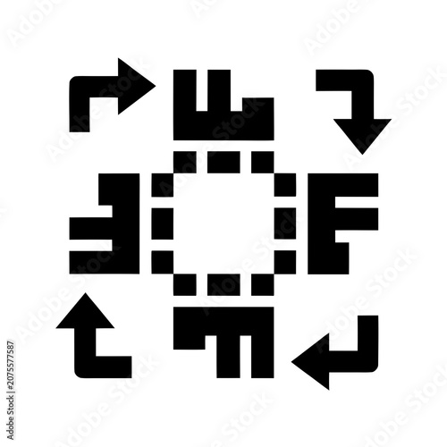 Abstract factory process cycle icon with industrial production manufacturing workflow business