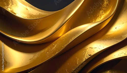Golden Metallic Abstract Design Elements.