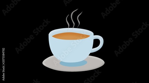2D Animated Hot Tea Cup with Steam for Cozy Moments