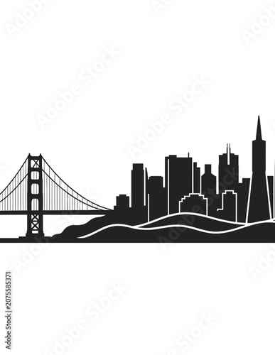San Francisco City Skyline Silhouette Icon.