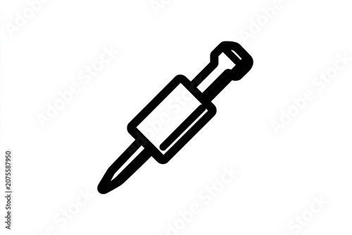 Simple black line icon depicting a medical instrument for fluid administration or withdrawal