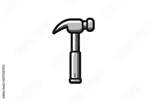 Stylized illustration of a claw hammer tool centered on a white background