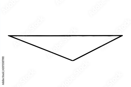 Outline drawing of a horizontally oriented elongated geometric shape with sharp corners on a white background