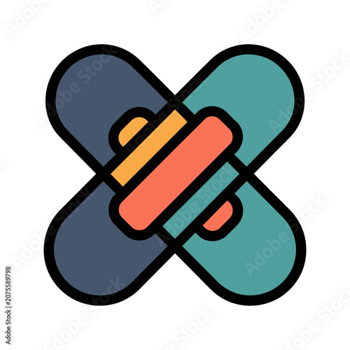 Adhesive Plaster Bandage Wound Care Icon for First Aid