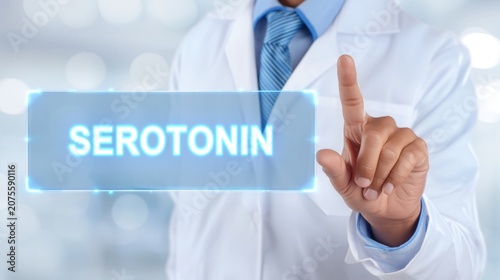 Doctor selects serotonin button in lab