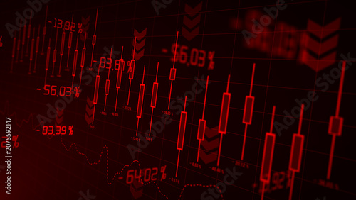 Fotografi Economic crisis Red candles of the bearish stock market chart fall prices loss e