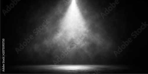 Billede på lærred Dark Grunge Wall Spotlight with Dramatic Smoke Fog and Mist Texture on Black Bac