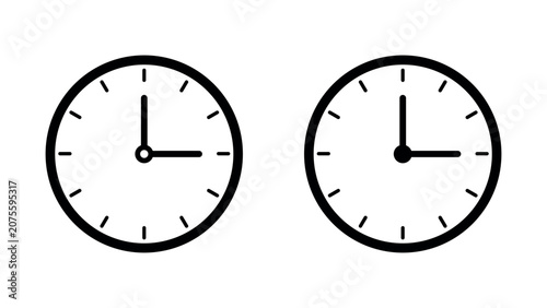 Cuadro en lienzo Minimal Analog Clock Time Icon Vector Illustration